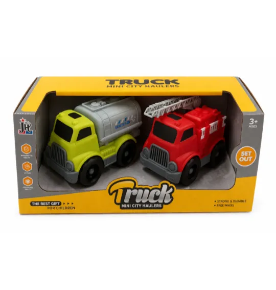 Set mașini inerțiale Mini City Haulers (mașină de gunoi, pompieri), cod 962042