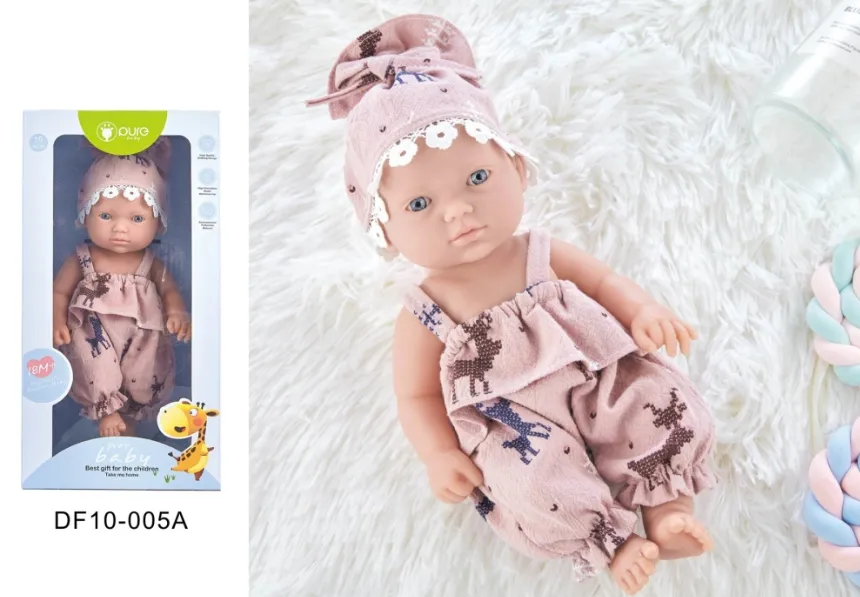 Păpușă din vinil „Pure Baby” 25cm în salopetă DF10-005A