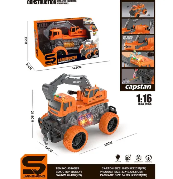 MASINA EXCAVATOR CU SUNET SI LUMINI (INSTRUCTIUNE IN ROMANA) 72086