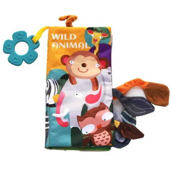 Carte educationala Kikkaboo Cloth book with teether Wild Animal