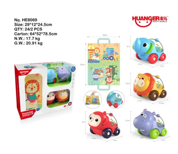 Jucarie animale-masinute in set cu covoras HE8069