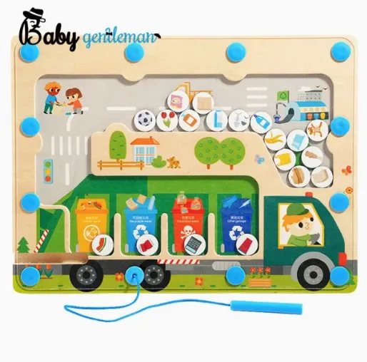 Labirint cu tabla magnetica din lemn S11H002