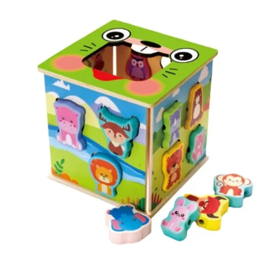 Cub interactiv din lemn animale S12E033