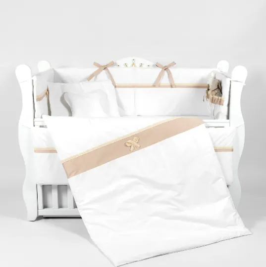 Lenjerie de pătuț PM Elegance Maro (8 piese), 120x60 cm