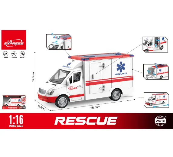 Ambulanta cu inertie (lumini / sunete) WY597A