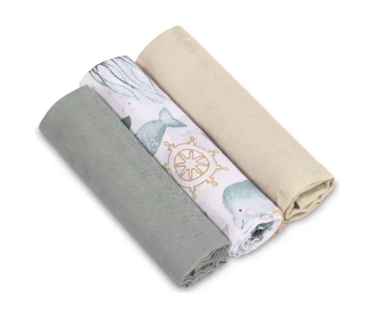 Pelinci din muselina Sensillo Grey Beige Ocean (60x80 cm), 3 buc.