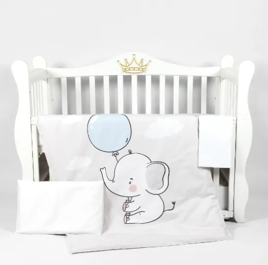 Lenjerie de pătuț PM Premium Elefant (3 piese), 120x60 cm