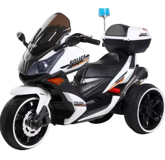 Motocicletă electrică de poliție pentru copii cu stație walkie-talkie, albă (34565)