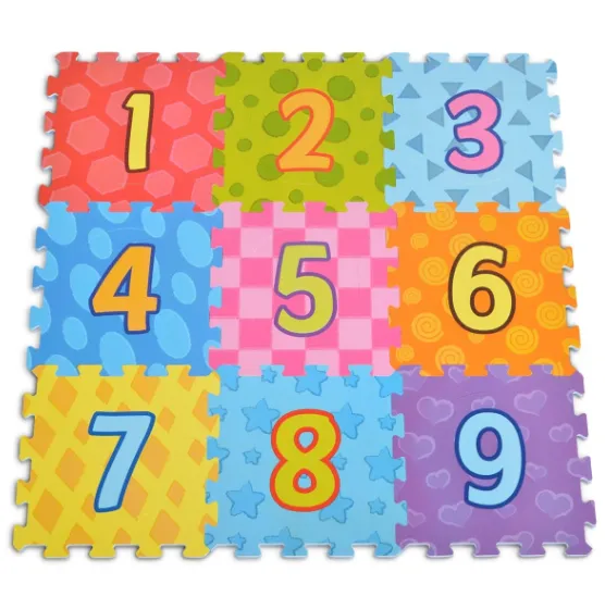Covoraş pentru copii Moni Puzzle Numbers Multicolor, 31x31 cm, 9 buc.