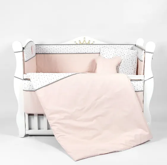 Lenjerie de patut PernaMea Confort Stele Roz (8 piese), 120x60 cm