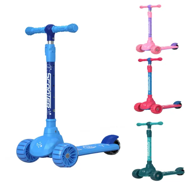 Trotinetă pentru copii cu trei roți, lumini LED și muzică, 4 culori