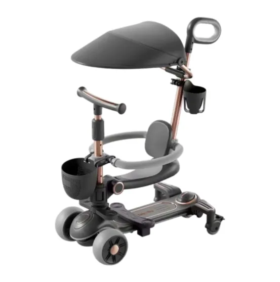 Trotinetă pentru copii cu scaun, parasolar și mâner parental, transformabilă, roți luminoase, muzică și lumini, negru, RTM Scooter (76129)