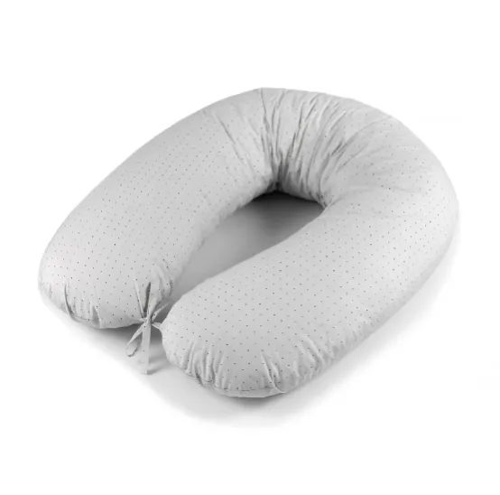 Pernă pentru gravide PM forma-V cu față de pernă Buline Gri, 135 cm