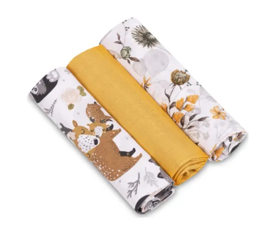 Pelinci din muselina Sensillo Orange Forest (60x80 cm), 3 buc.