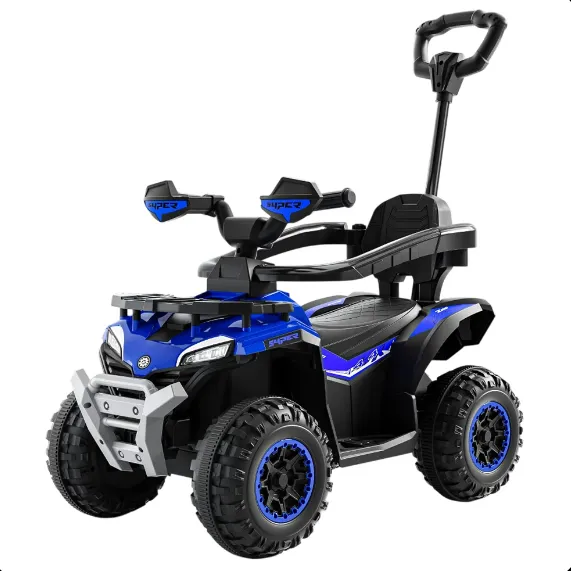 ATV electric pentru copii cu mâner parental, muzică și lumini, design off-road, albastru (586305)
