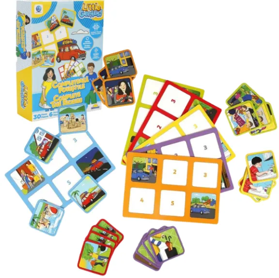 Joc de logică ”Completează poveștile”, (ro), galben-albastru