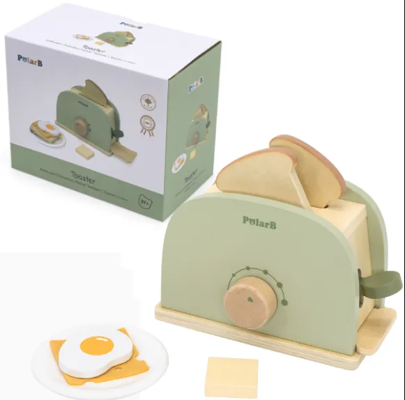 Set de joaca din lemn „Mic dejun cu toaster”, 7 piese