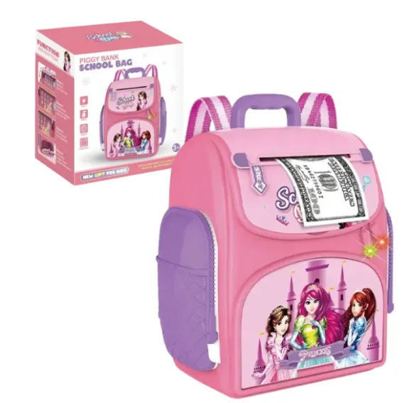 Seif pentru copii în formă de ghiozdan cu prințese