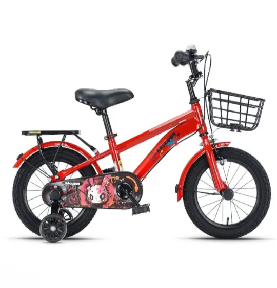 Bicicletă pentru copii cu 4 roți, 16 inch, roșie, cod 2232D