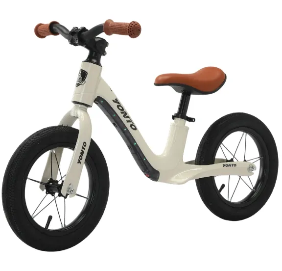 Bicicletă fără pedale pentru copii, 12′ inch, cu lumini LED, albă (513269)