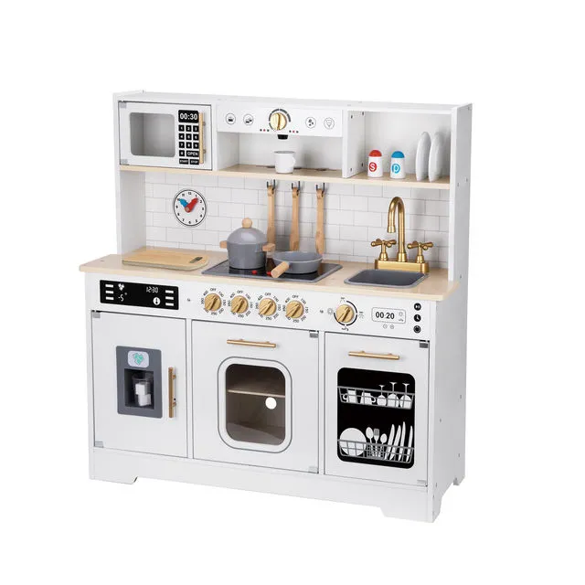  Bucătărie cu accesorii (16 elemente) cu imitație de sunet și lumină BCTJ267, dimensiune 88 x 30 x 88 cm