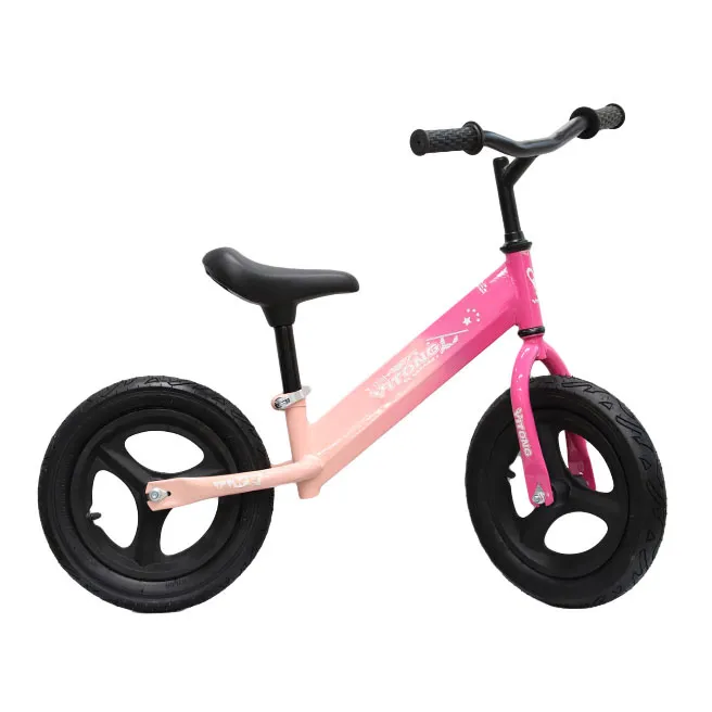 Bicicletă fără pedale cu ghidon negru, roz, cod 1188D