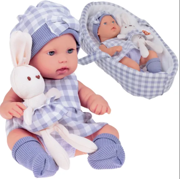 Păpușă „Bebeluș” cu leagăn și iepuraș de pluș, 33 cm Păpușă „Bebeluș” cu leagăn și iepuraș de pluș, 33 cm